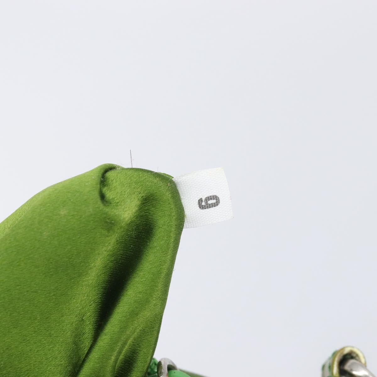 PRADA Shoulder Bag Patent Green Silver Auth 208631