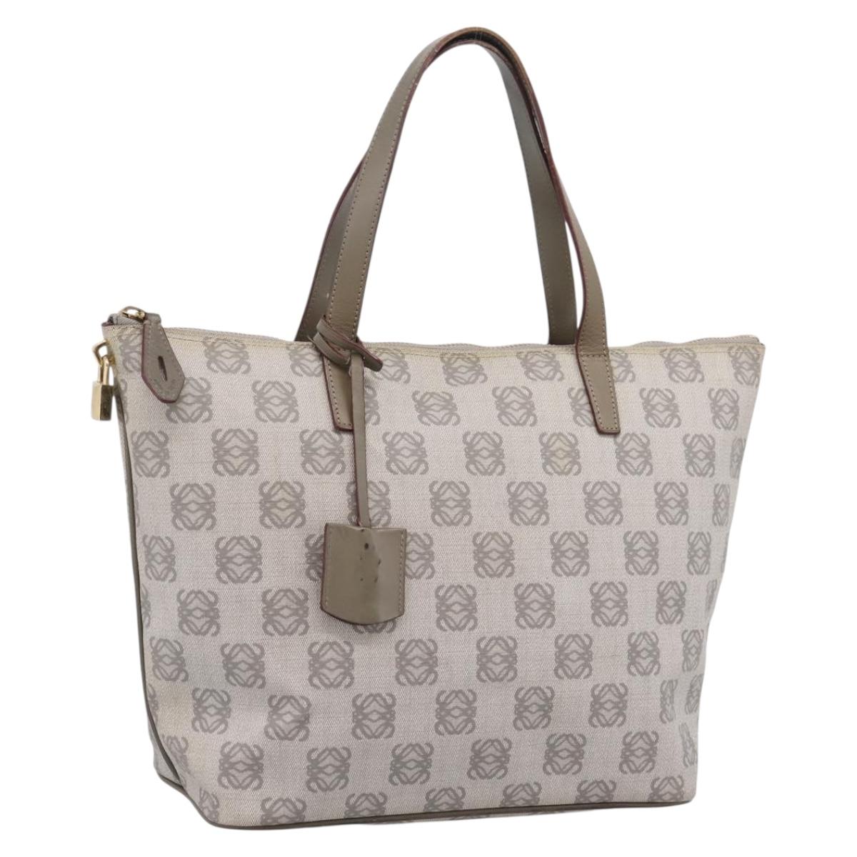LOEWE Anagram Tote Bag PVC Gray Gold Auth 208633