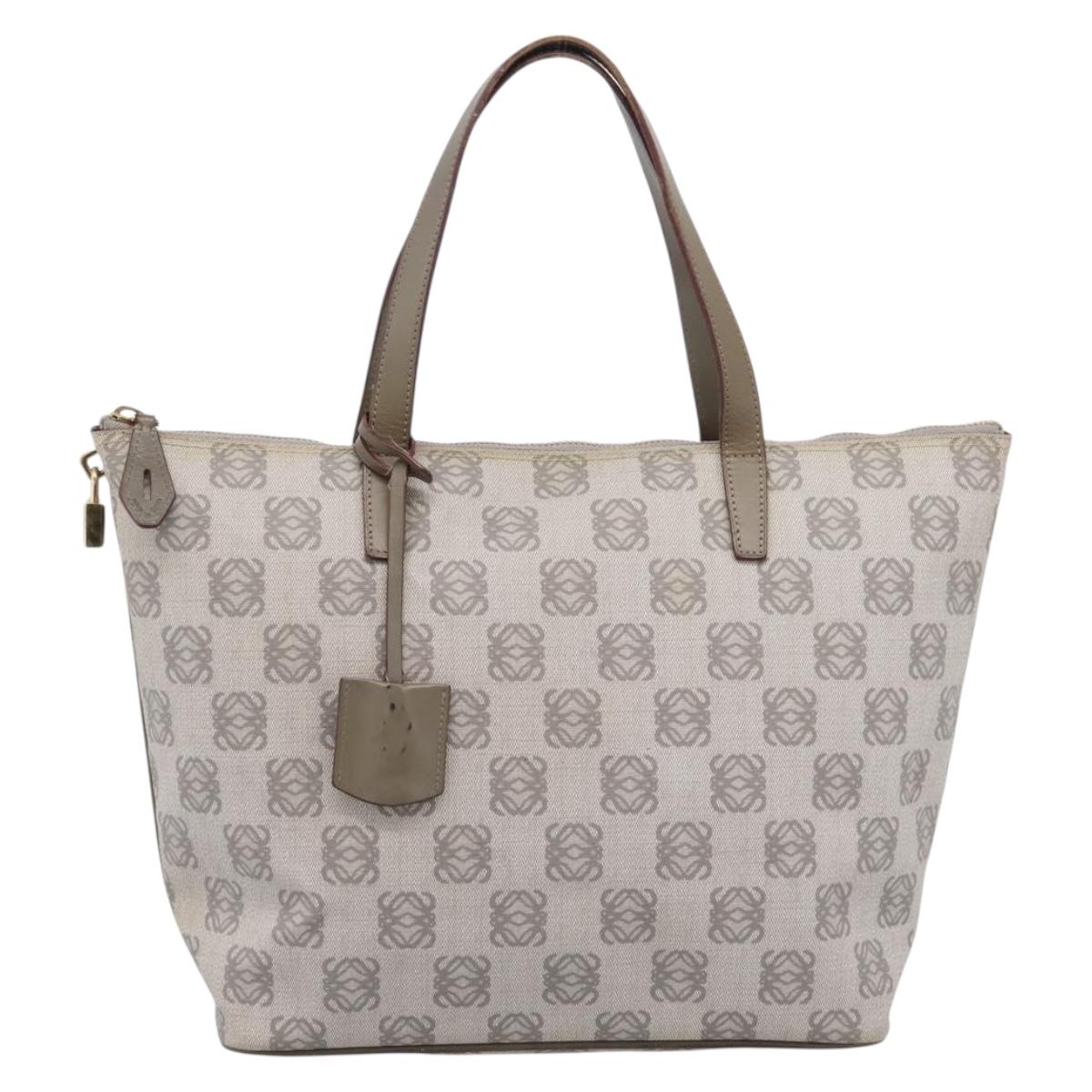 LOEWE Anagram Tote Bag PVC Gray Gold Auth 208633