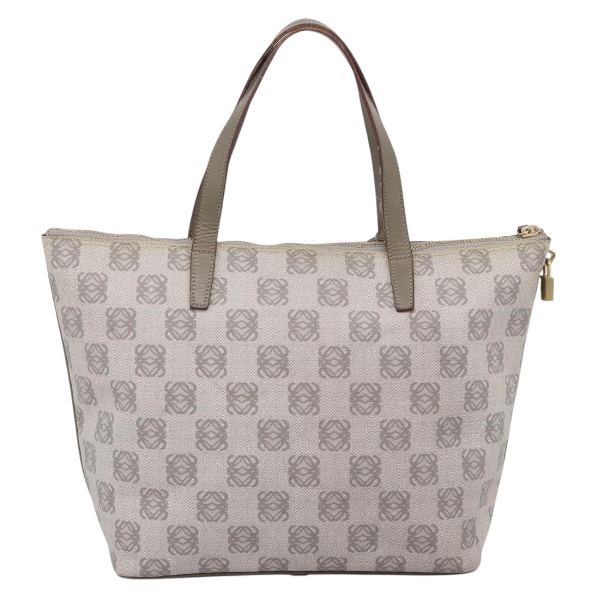 LOEWE Anagram Tote Bag PVC Gray Gold Auth 208633