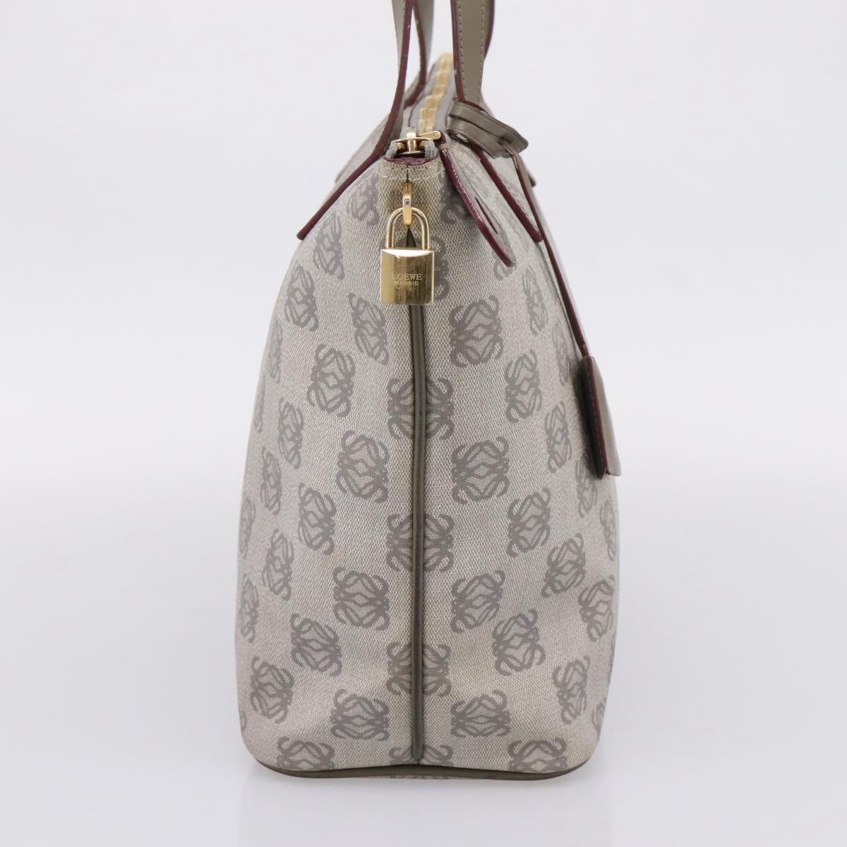 LOEWE Anagram Tote Bag PVC Gray Gold Auth 208633