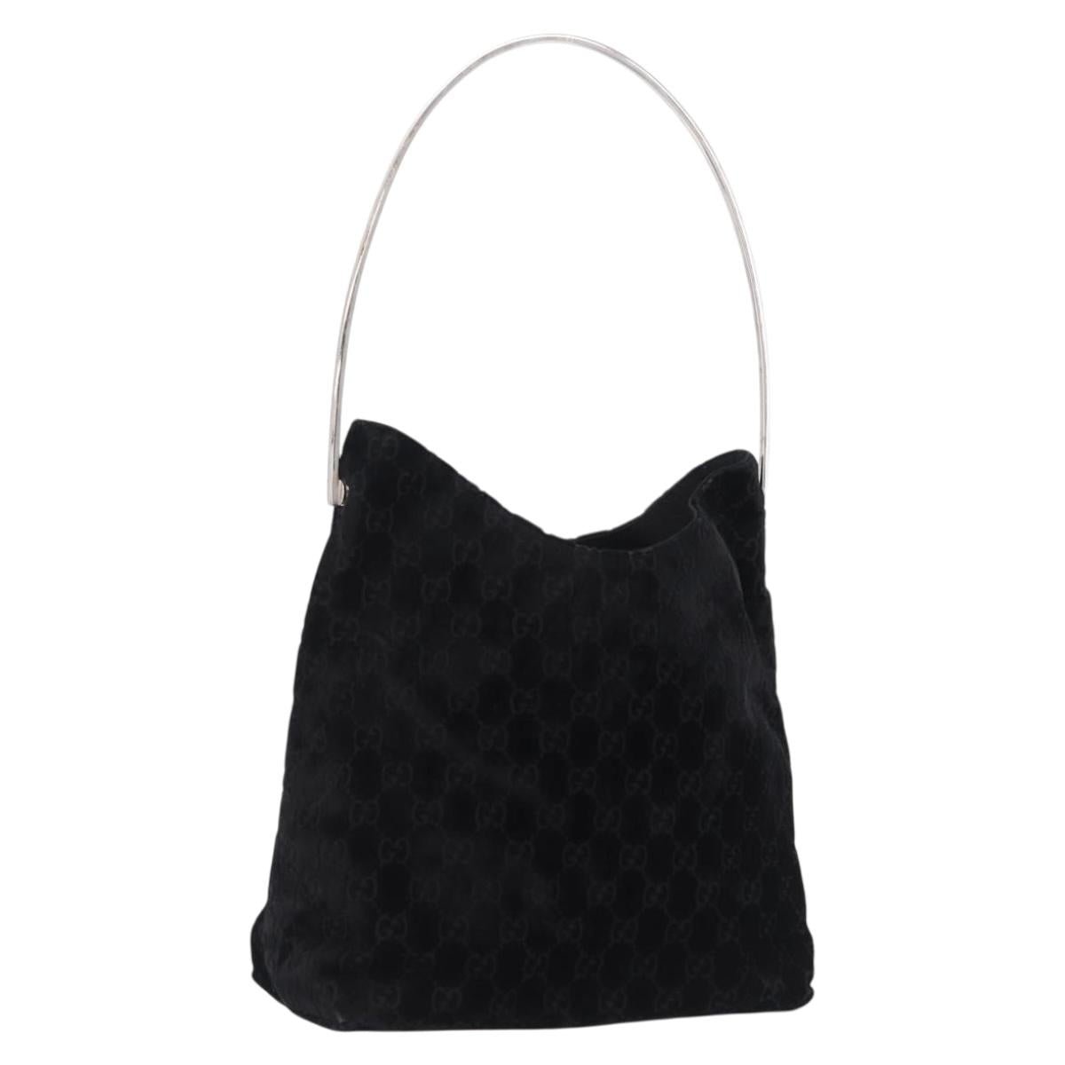 GUCCI GG Canvas Shoulder Bag Velor Black Silver 001 2123 1943 Auth 208634V