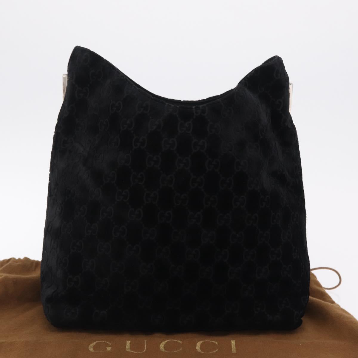 GUCCI GG Canvas Shoulder Bag Velor Black Silver 001 2123 1943 Auth 208634V