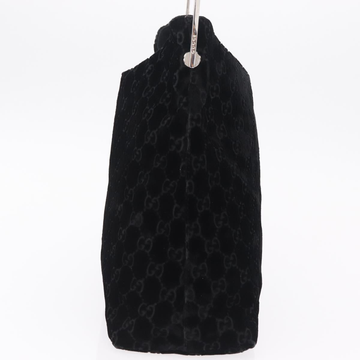 GUCCI GG Canvas Shoulder Bag Velor Black Silver 001 2123 1943 Auth 208634V