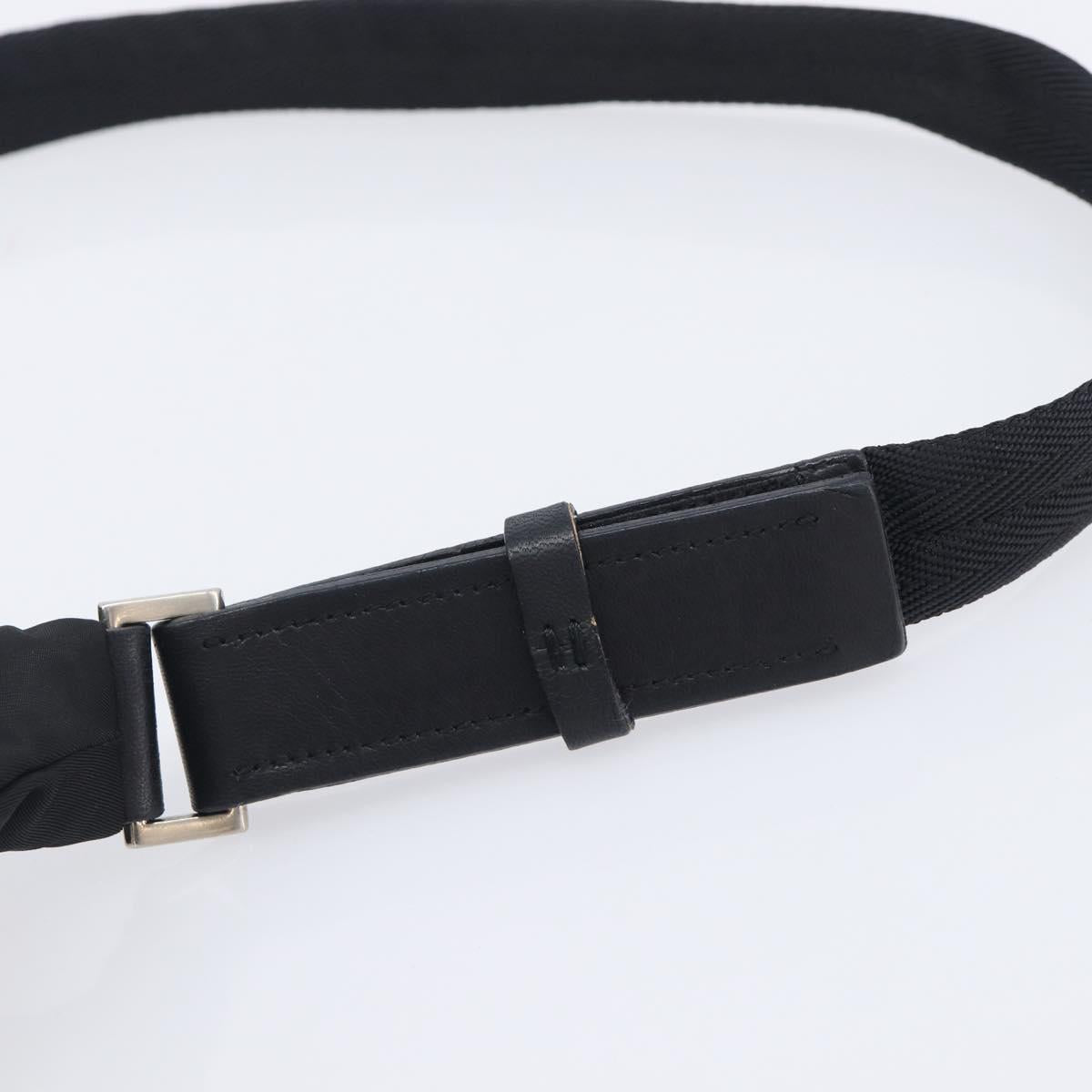 PRADA Shoulder Bag Nylon Black Silver Auth 208639V
