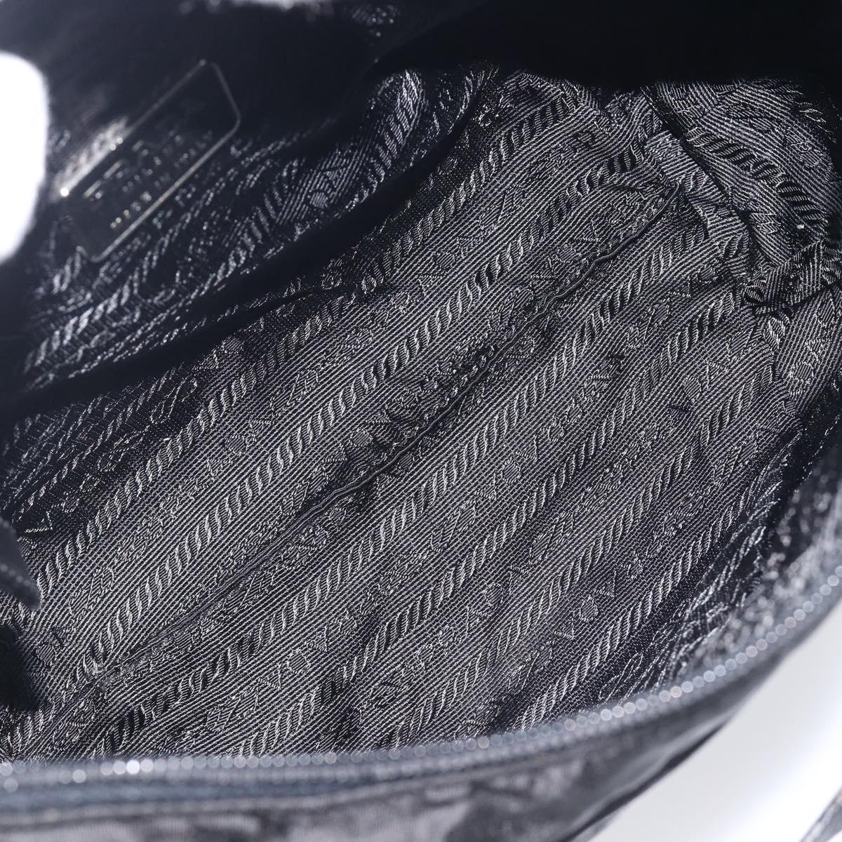 PRADA Shoulder Bag Nylon Black Silver Auth 208639V