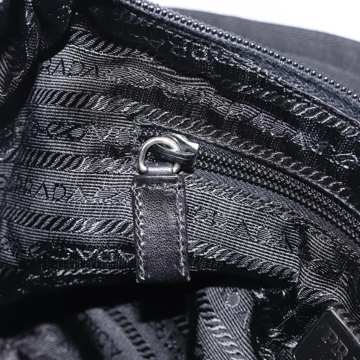 PRADA Shoulder Bag Nylon Black Silver Auth 208639V