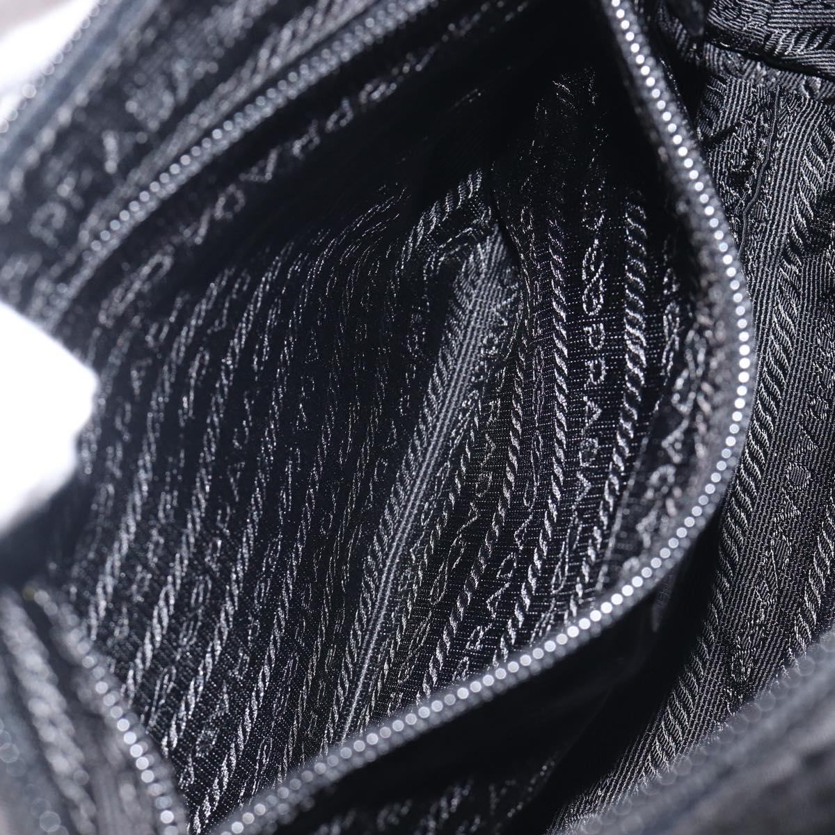 PRADA Shoulder Bag Nylon Black Silver Auth 208639V