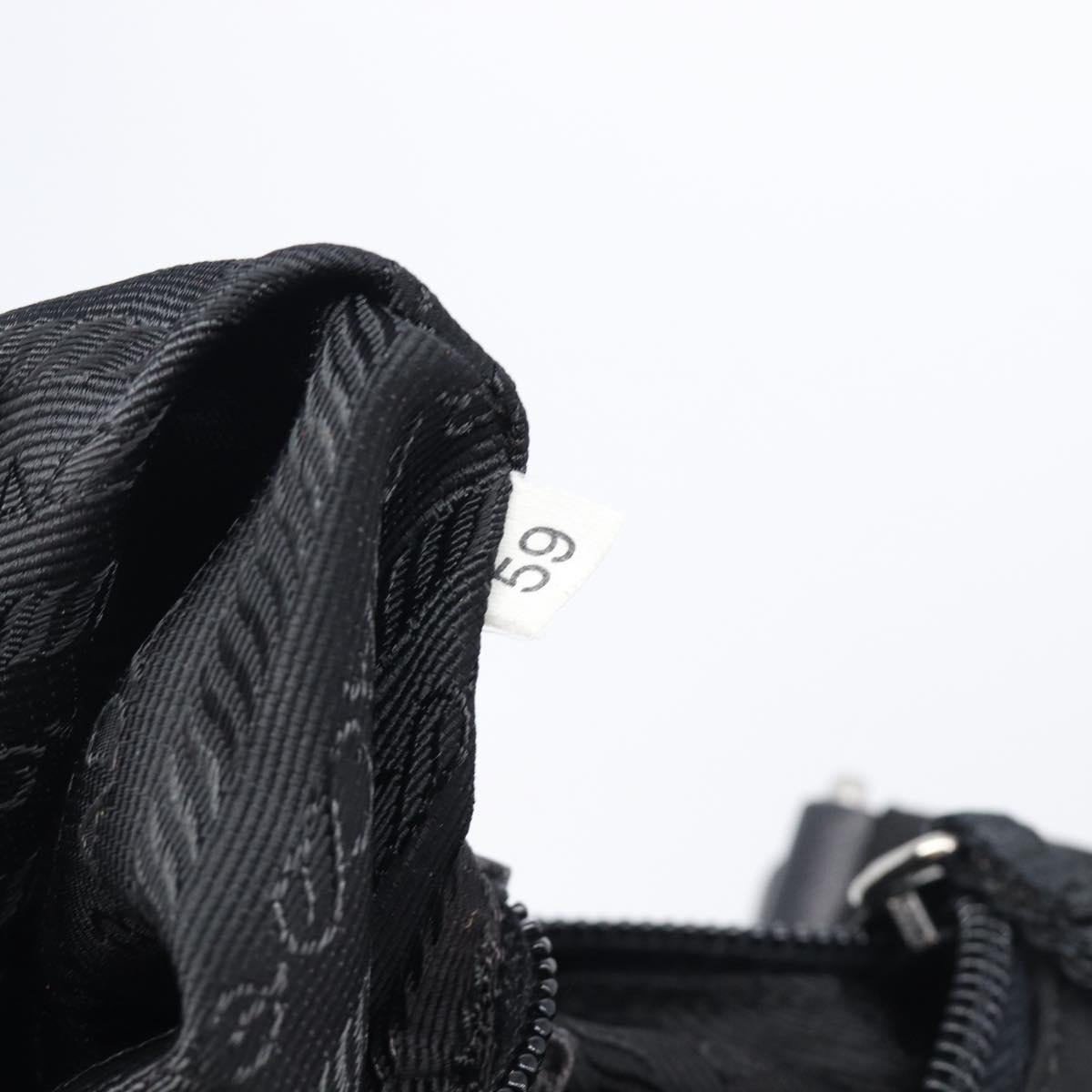 PRADA Shoulder Bag Nylon Black Silver Auth 208639V