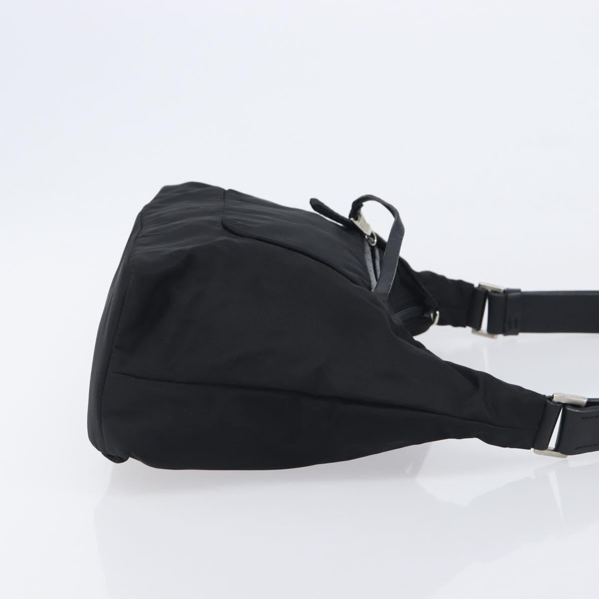 PRADA Shoulder Bag Nylon Black Silver Auth 208639V