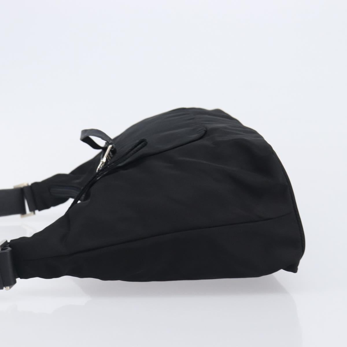 PRADA Shoulder Bag Nylon Black Silver Auth 208639V