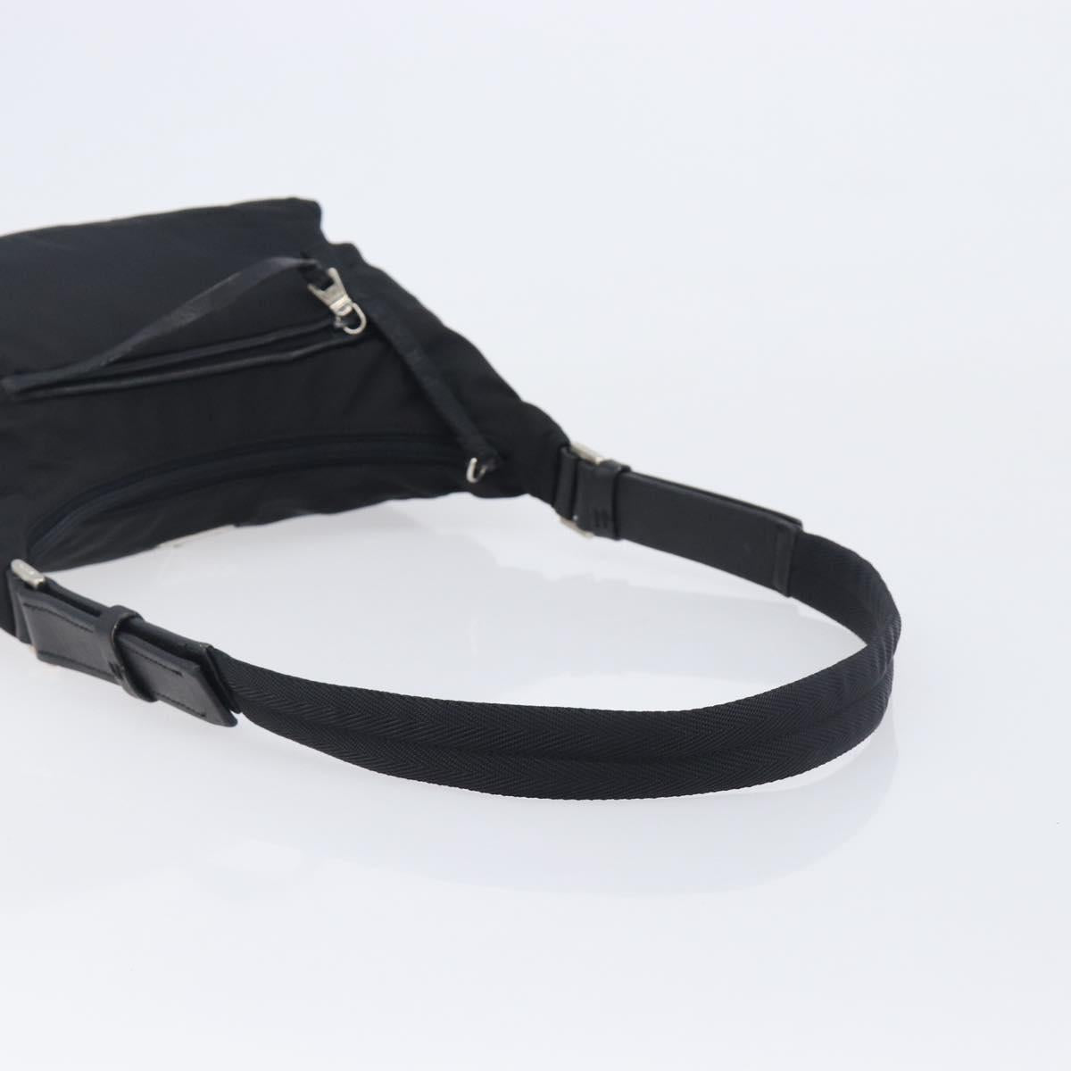 PRADA Shoulder Bag Nylon Black Silver Auth 208639V