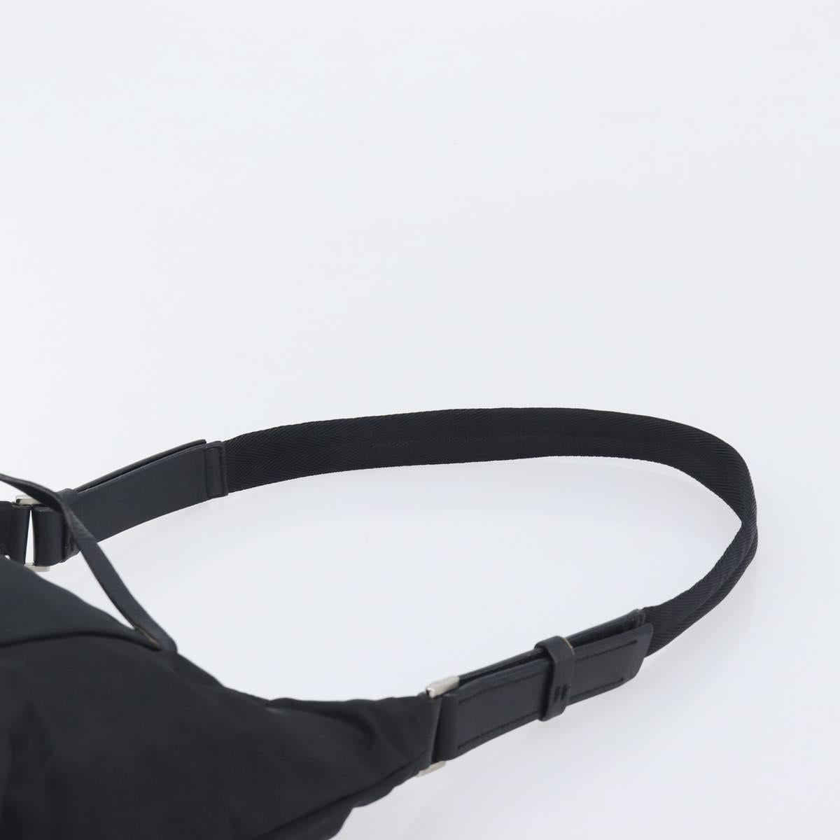 PRADA Shoulder Bag Nylon Black Silver Auth 208639V
