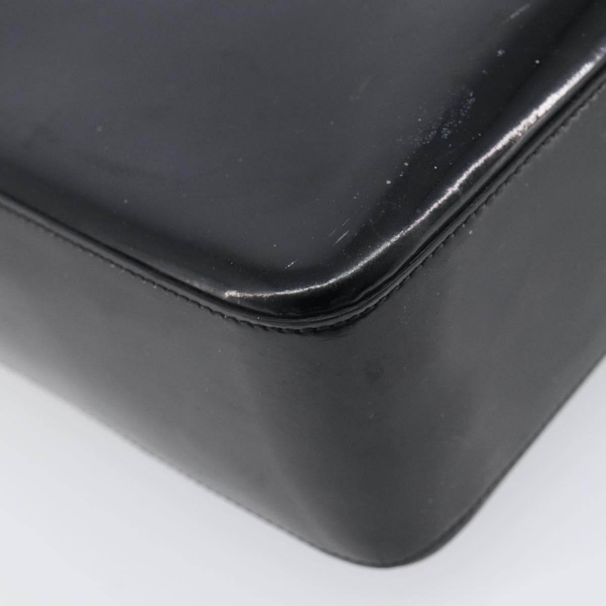 CHANEL Shoulder Bag Patent Black CC Auth 208640