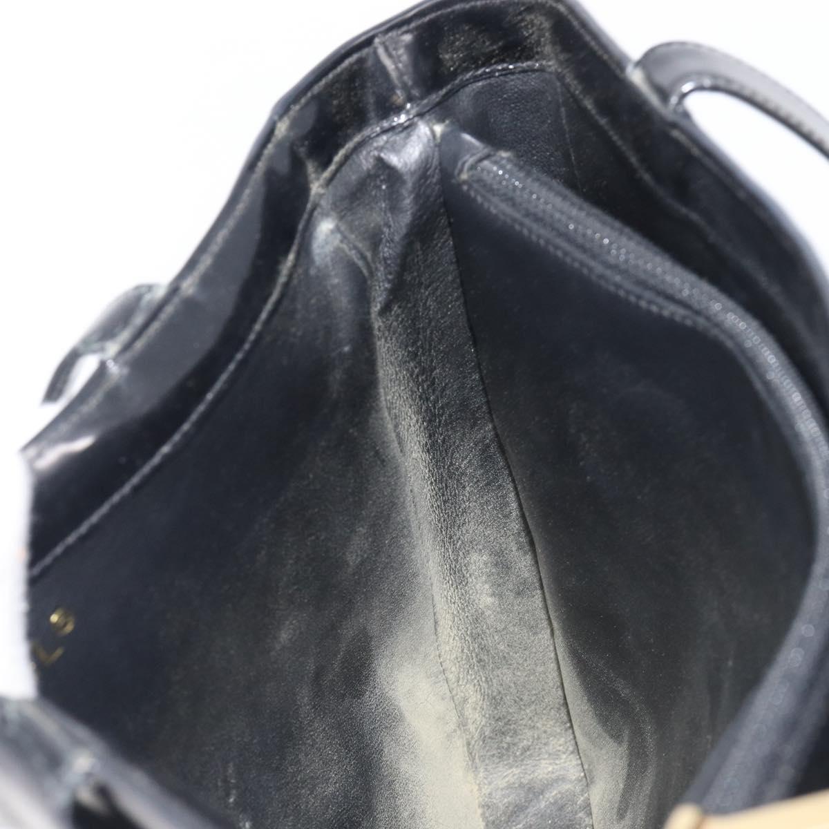 CHANEL Shoulder Bag Patent Black CC Auth 208640