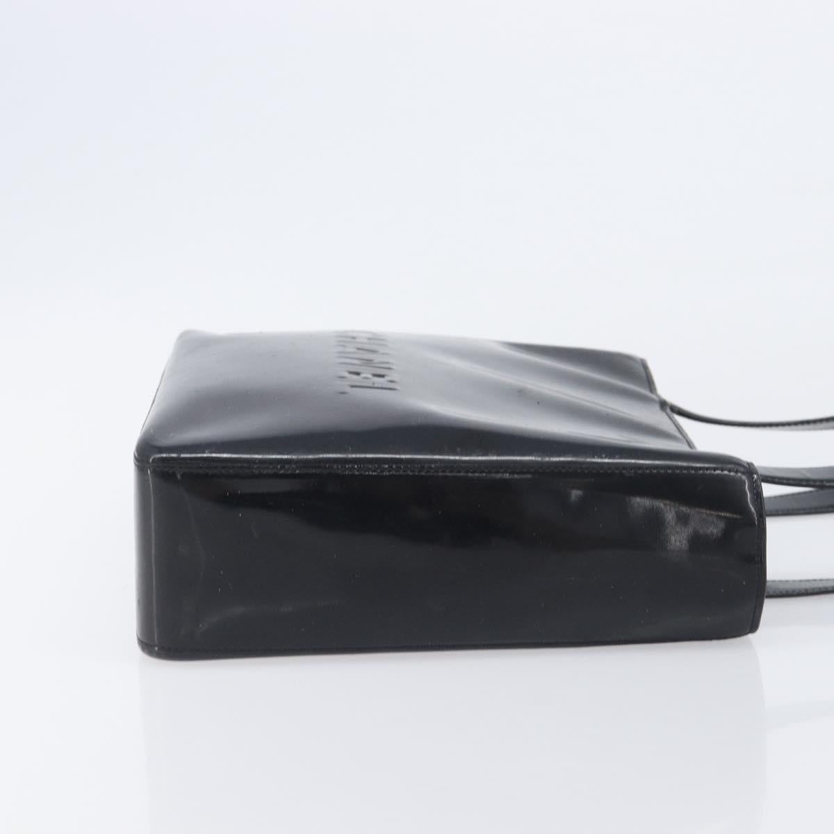 CHANEL Shoulder Bag Patent Black CC Auth 208640