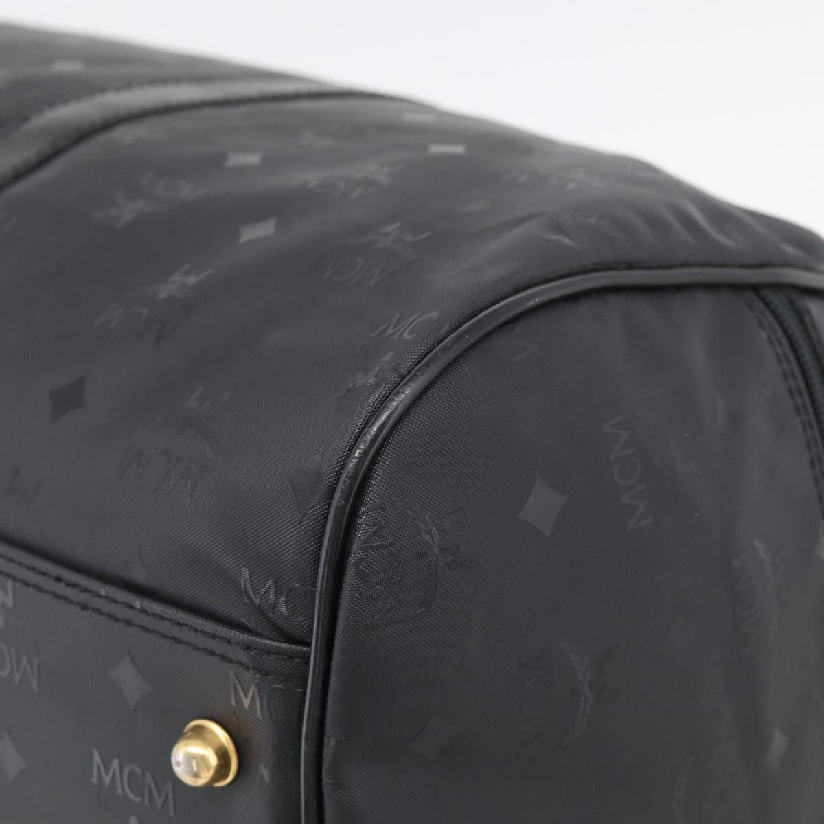MCM Logogram Vicetos Boston Bag PVC 2way Black Gold Auth 208651