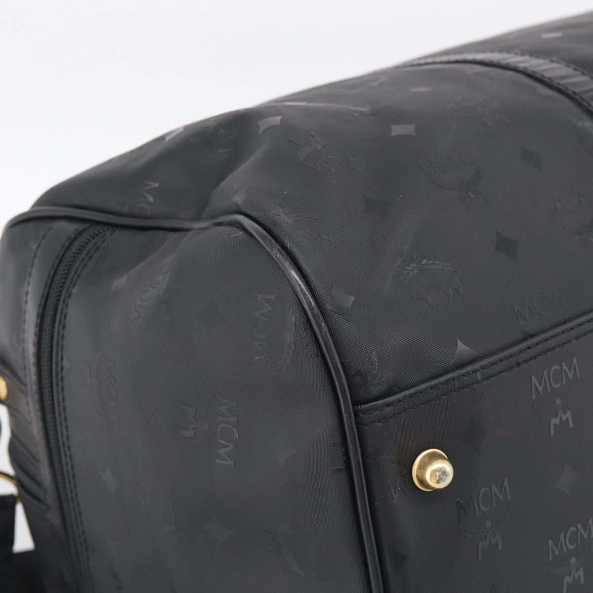 MCM Logogram Vicetos Boston Bag PVC 2way Black Gold Auth 208651