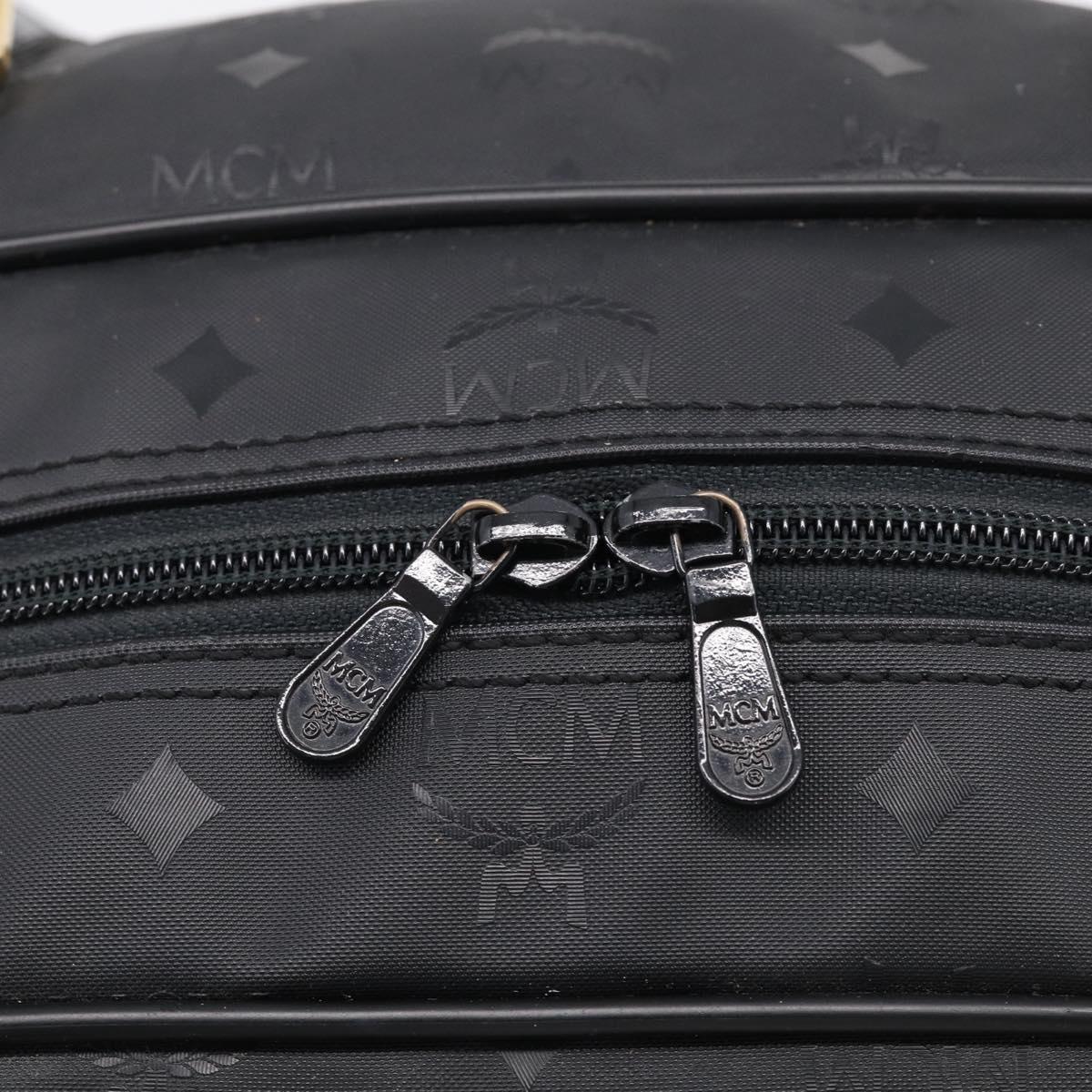 MCM Logogram Vicetos Boston Bag PVC 2way Black Gold Auth 208651