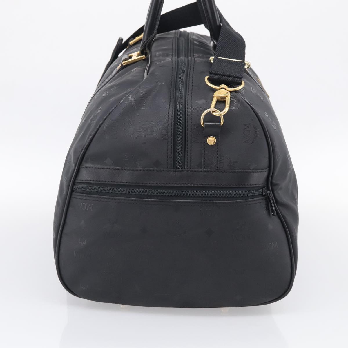 MCM Logogram Vicetos Boston Bag PVC 2way Black Gold Auth 208651