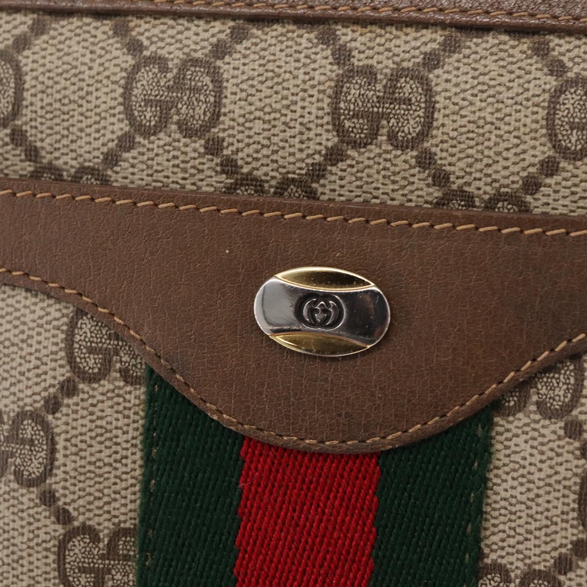 GUCCI GG Supreme Web Sherry Line Shoulder Bag PVC Beige 14 02 013 Auth 208657