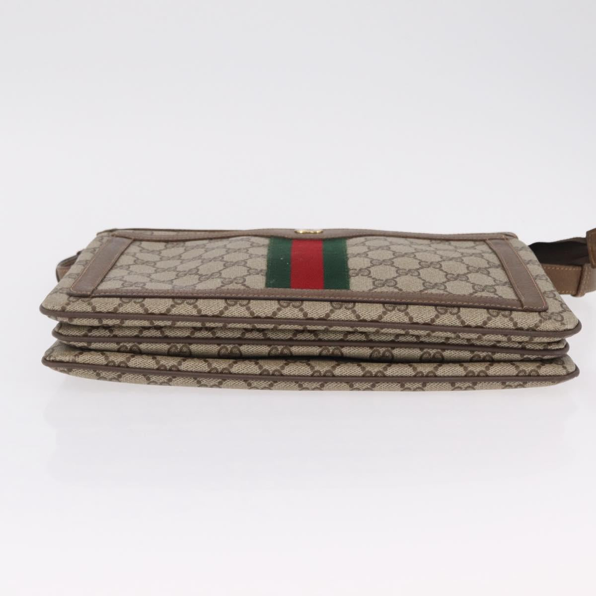 GUCCI GG Supreme Web Sherry Line Shoulder Bag PVC Beige 14 02 013 Auth 208657