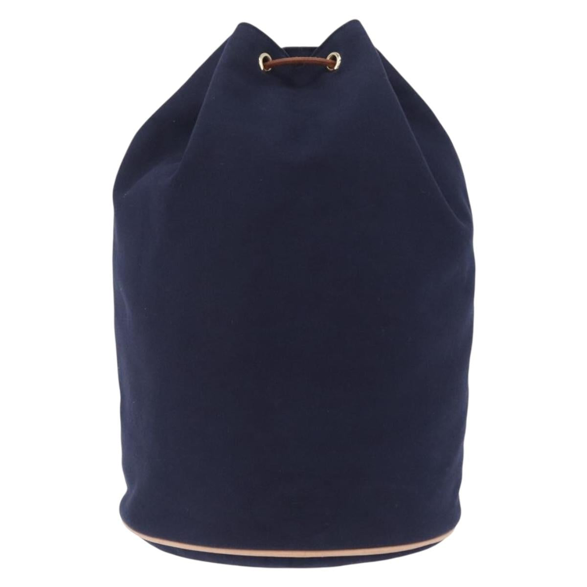HERMES POSITION MIMILL Shoulder Bag Canvas Navy Gold Auth 208659A