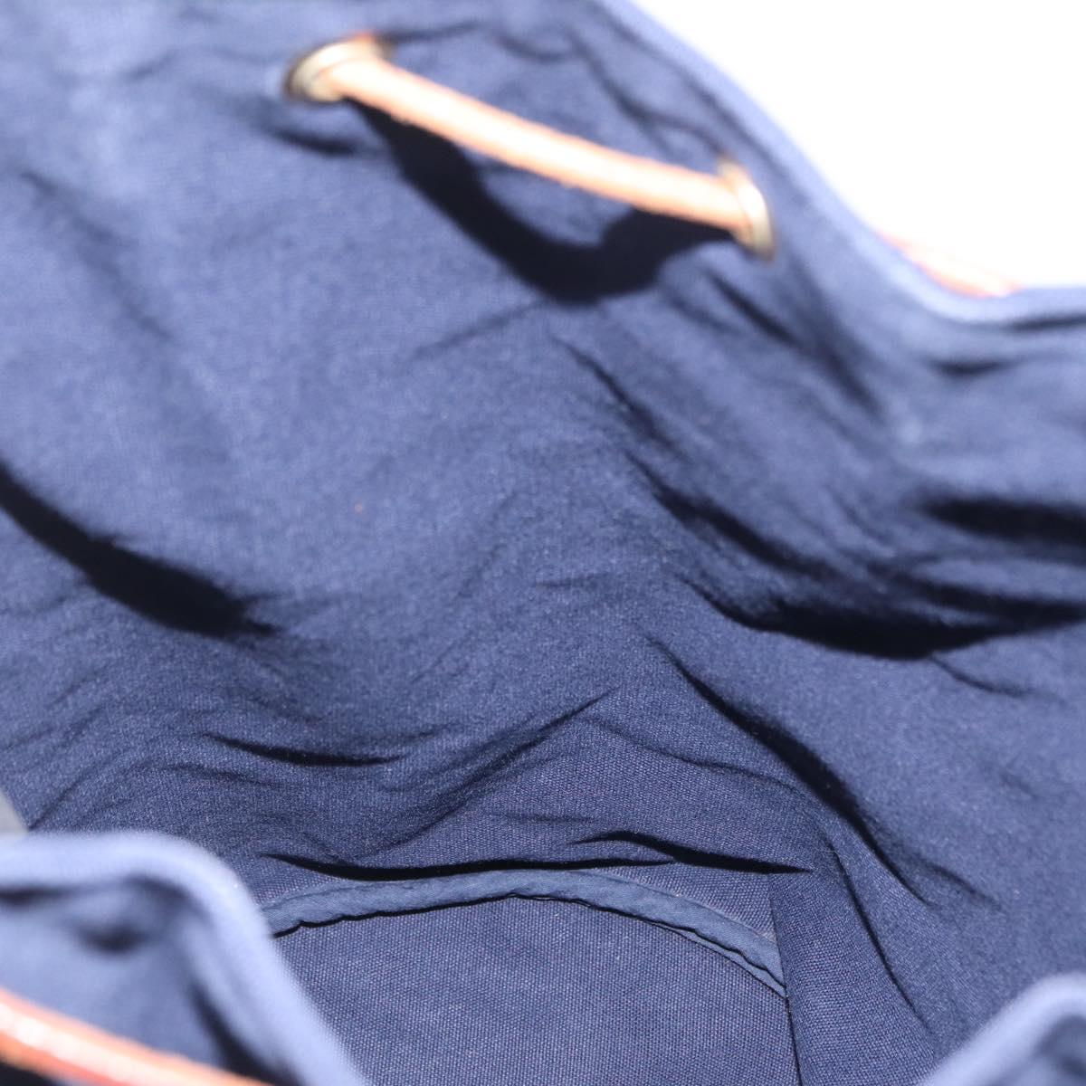 HERMES POSITION MIMILL Shoulder Bag Canvas Navy Gold Auth 208659A