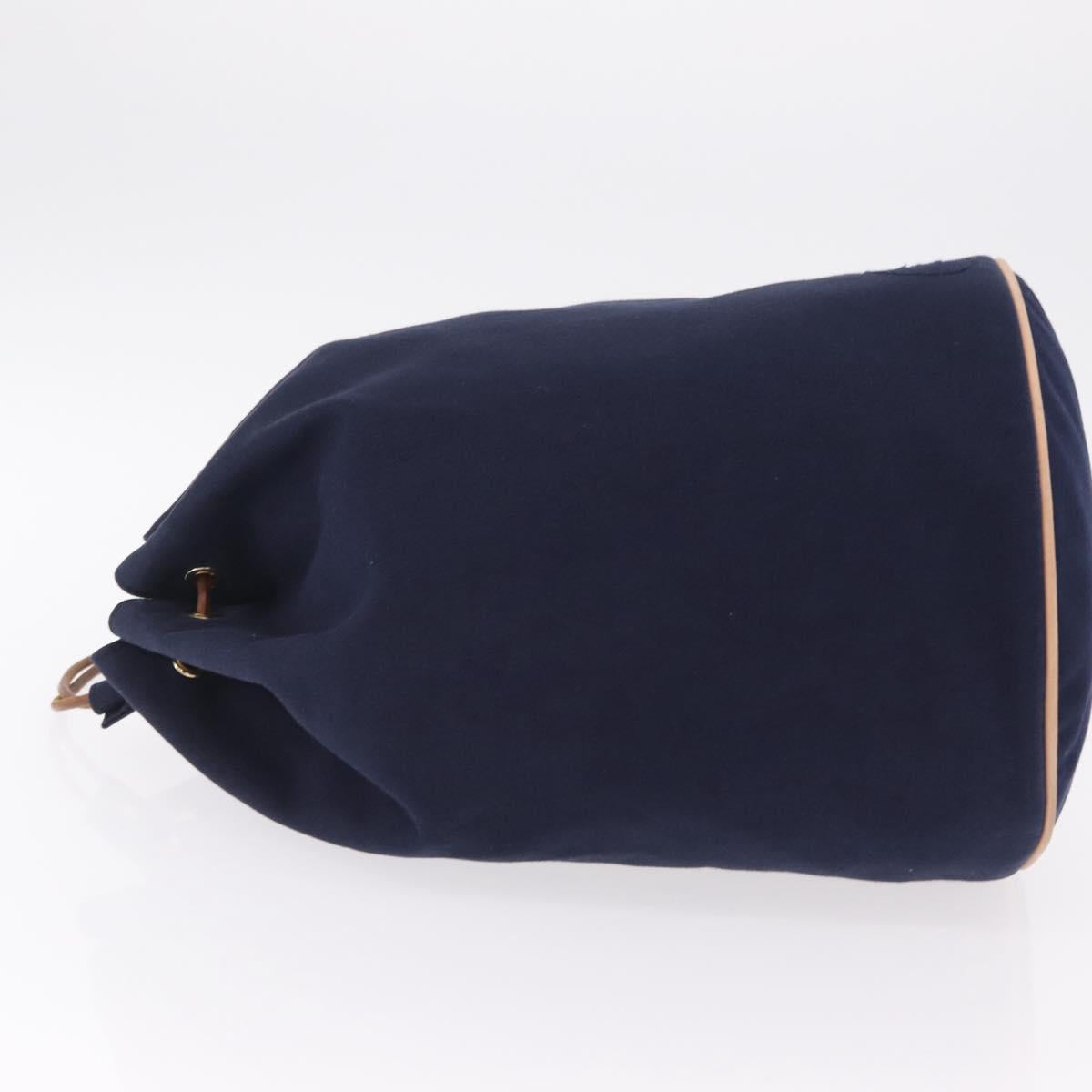 HERMES POSITION MIMILL Shoulder Bag Canvas Navy Gold Auth 208659A