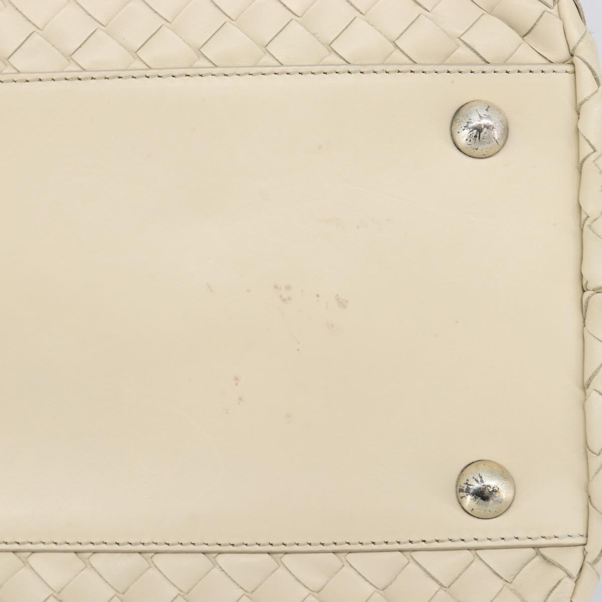 Bottega Veneta INTRECCIATO Tote Bag Leather White Silver 158673 Auth 208660A