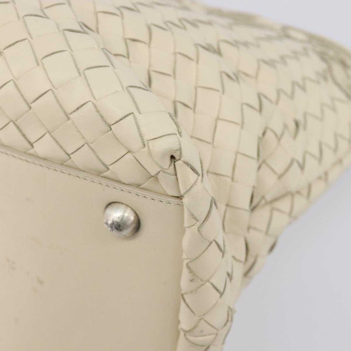 Bottega Veneta INTRECCIATO Tote Bag Leather White Silver 158673 Auth 208660A