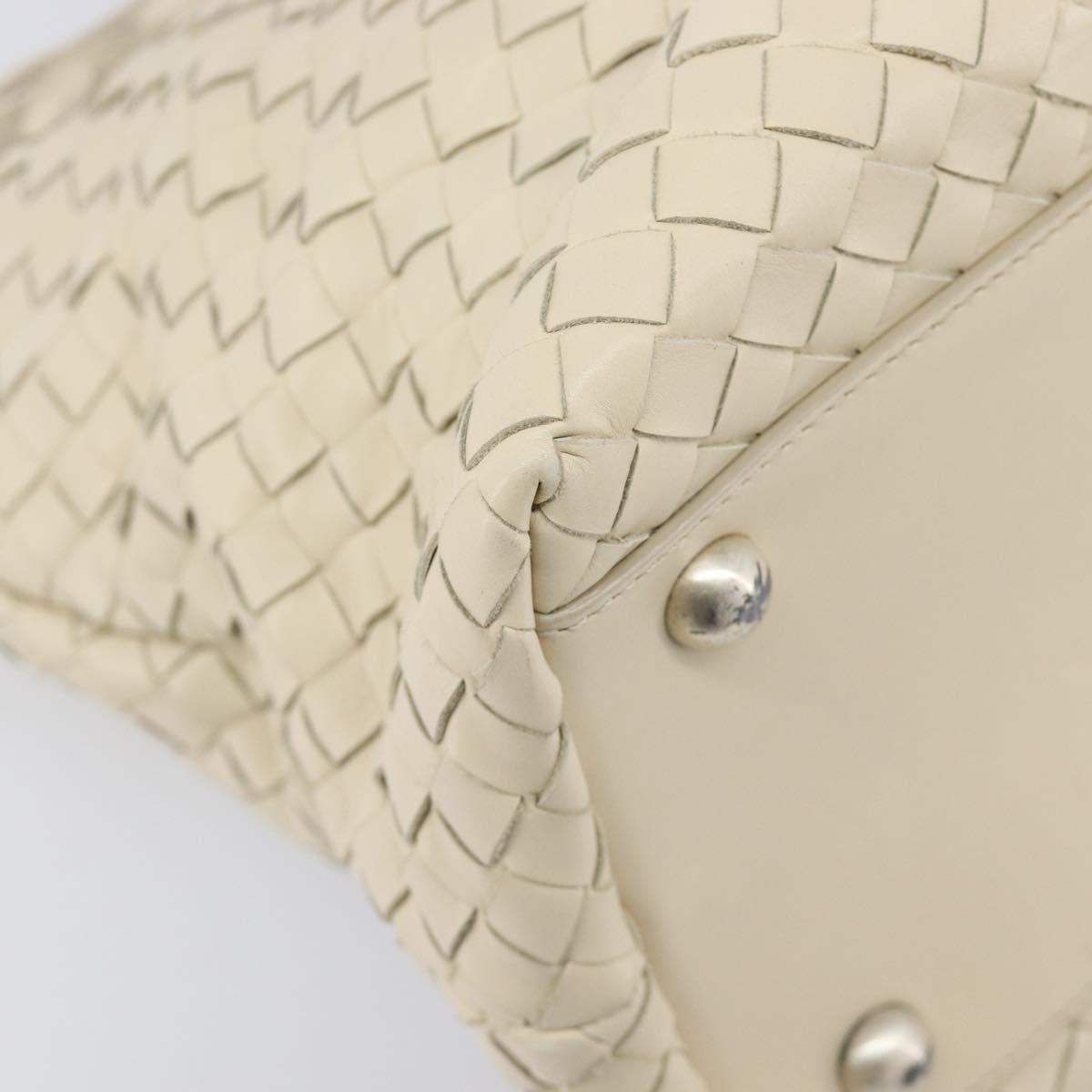 Bottega Veneta INTRECCIATO Tote Bag Leather White Silver 158673 Auth 208660A