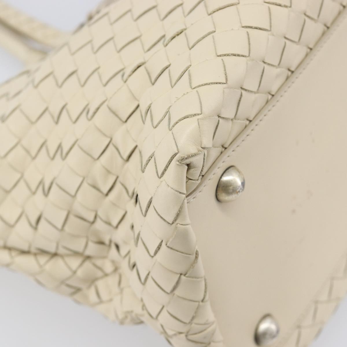 Bottega Veneta INTRECCIATO Tote Bag Leather White Silver 158673 Auth 208660A