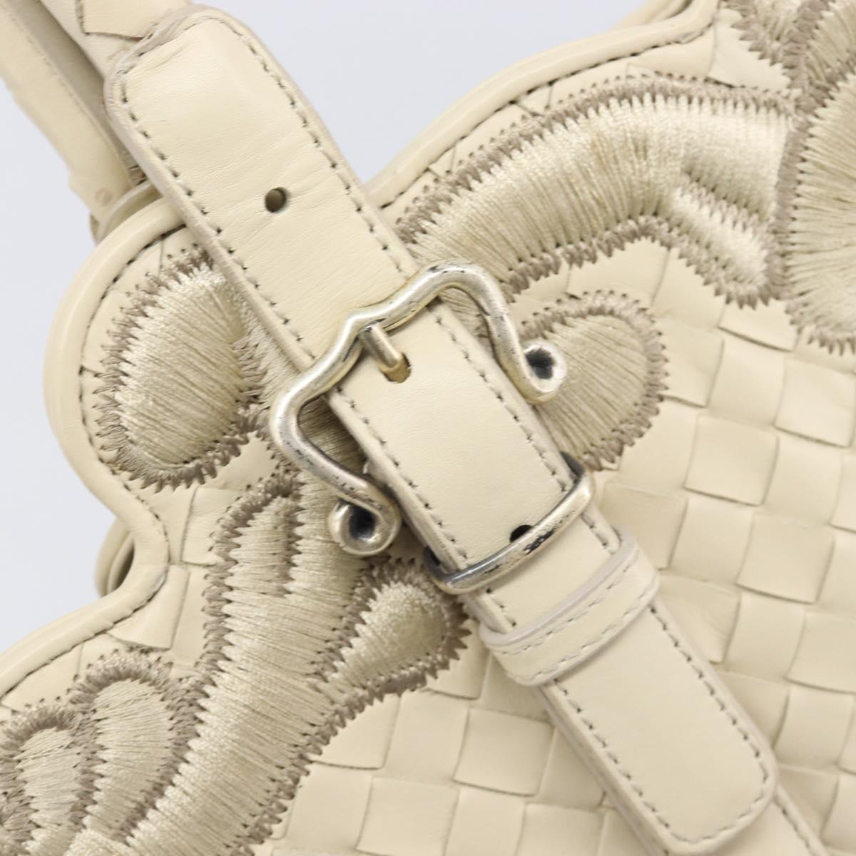 Bottega Veneta INTRECCIATO Tote Bag Leather White Silver 158673 Auth 208660A