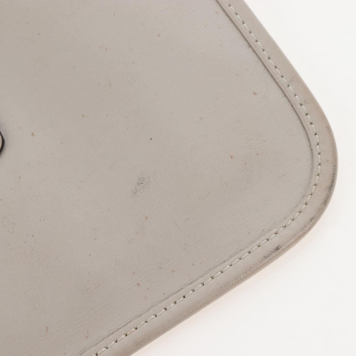 LOEWE Hand Bag Leather Gray Gold Auth 208665V