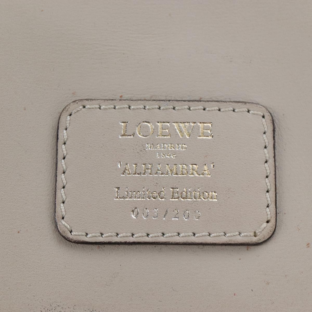 LOEWE Hand Bag Leather Gray Gold Auth 208665V