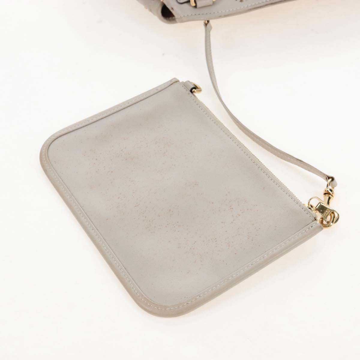 LOEWE Hand Bag Leather Gray Gold Auth 208665V