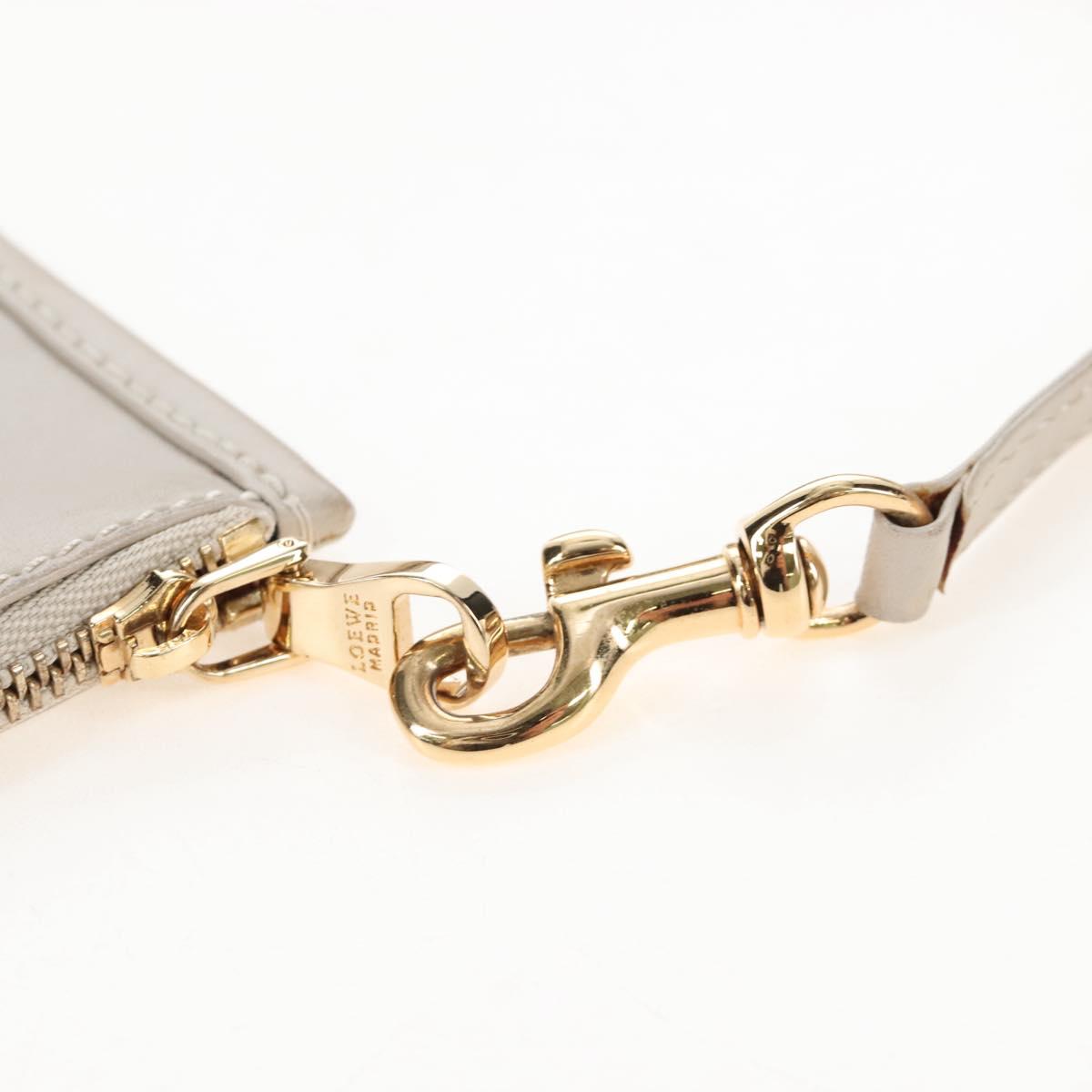 LOEWE Hand Bag Leather Gray Gold Auth 208665V