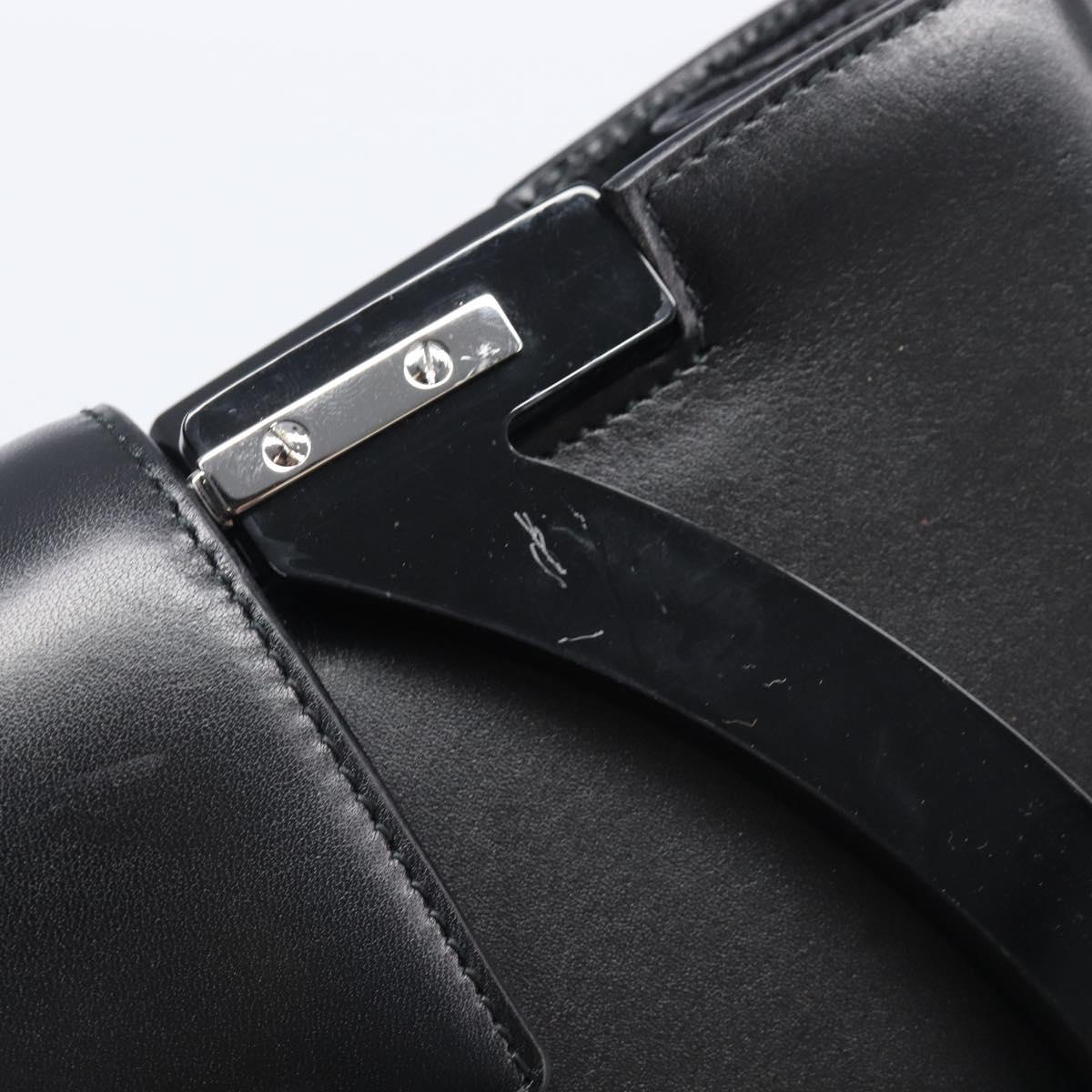Salvatore Ferragamo Gancini Shoulder Bag Leather Black Silver Auth 208669V