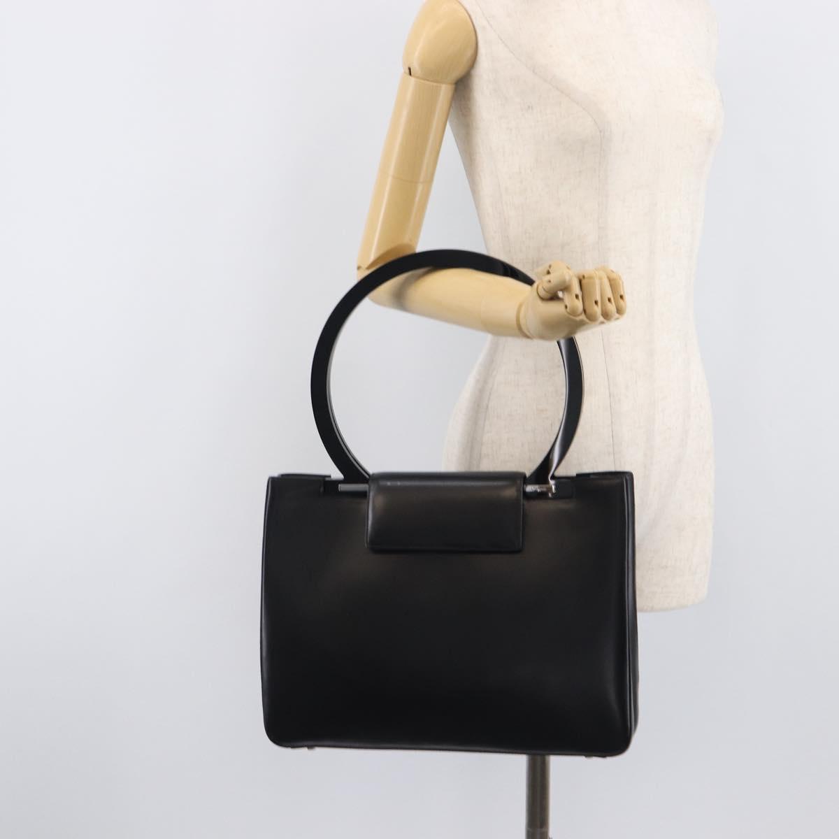 Salvatore Ferragamo Gancini Shoulder Bag Leather Black Silver Auth 208669V