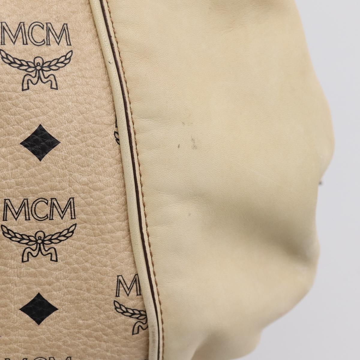 MCM Vicetos Logogram Tote Bag PVC Leather Beige Gold Auth 208677A