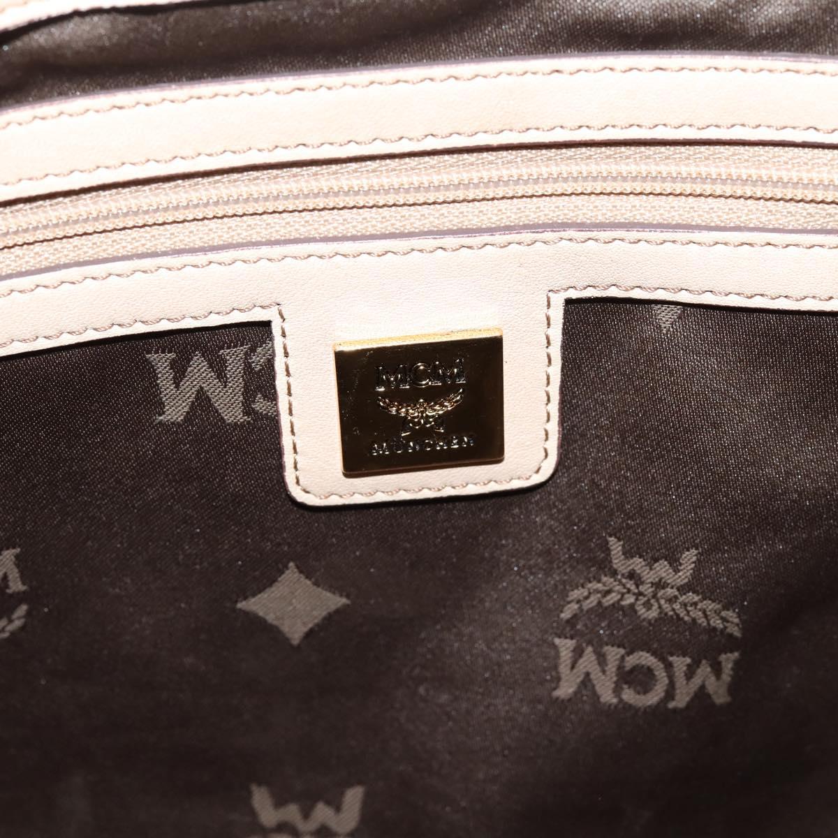 MCM Vicetos Logogram Tote Bag PVC Leather Beige Gold Auth 208677A