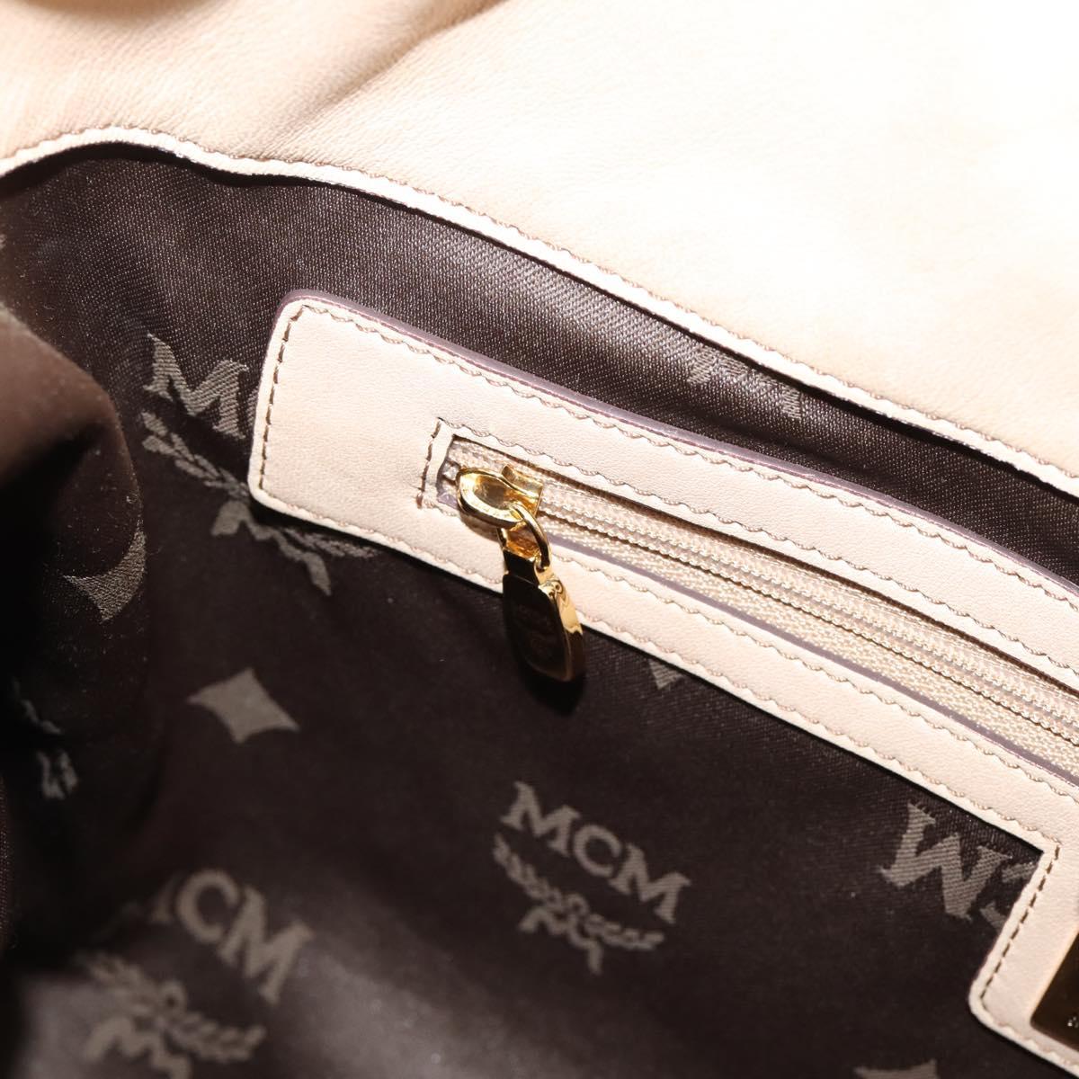 MCM Vicetos Logogram Tote Bag PVC Leather Beige Gold Auth 208677A