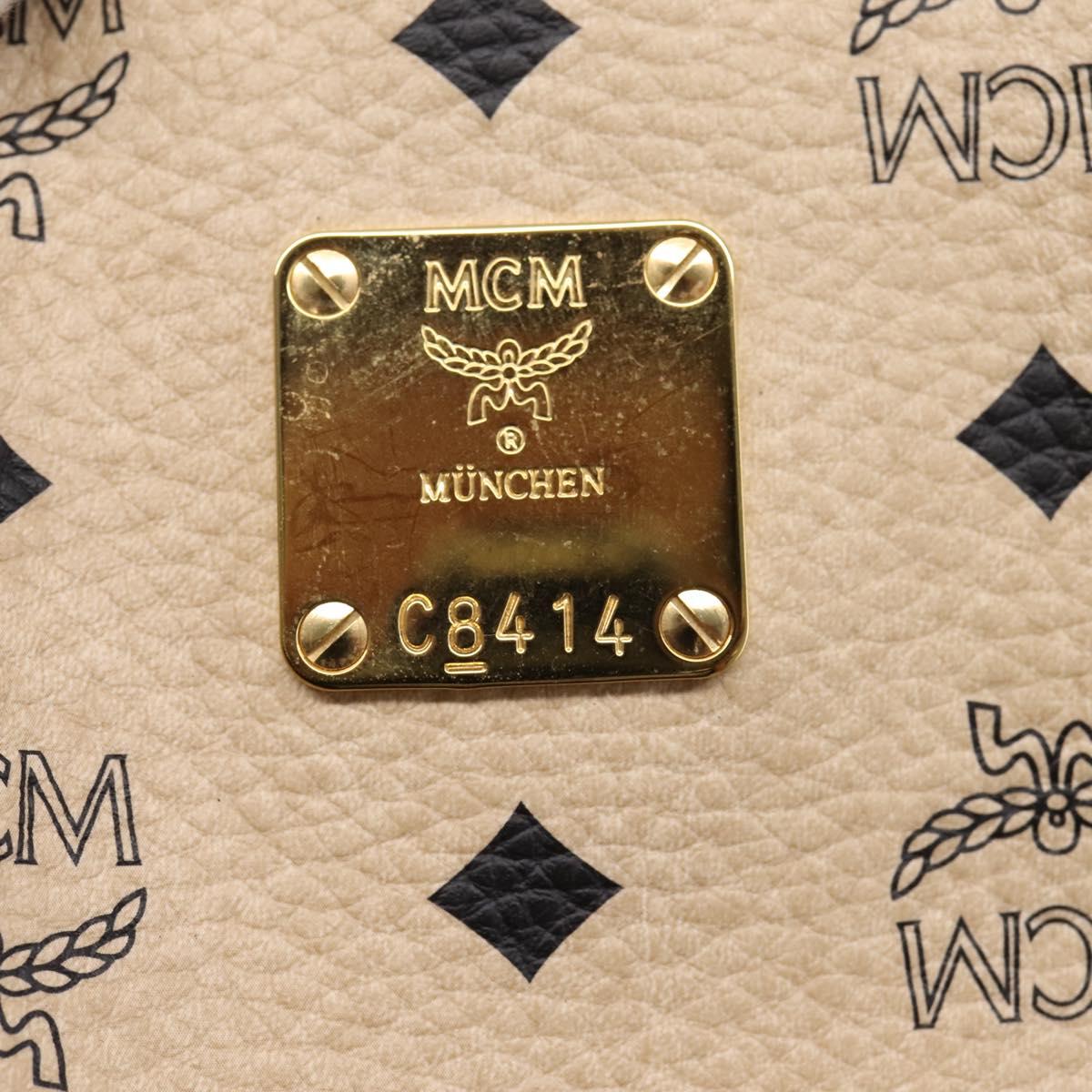 MCM Vicetos Logogram Tote Bag PVC Leather Beige Gold Auth 208677A