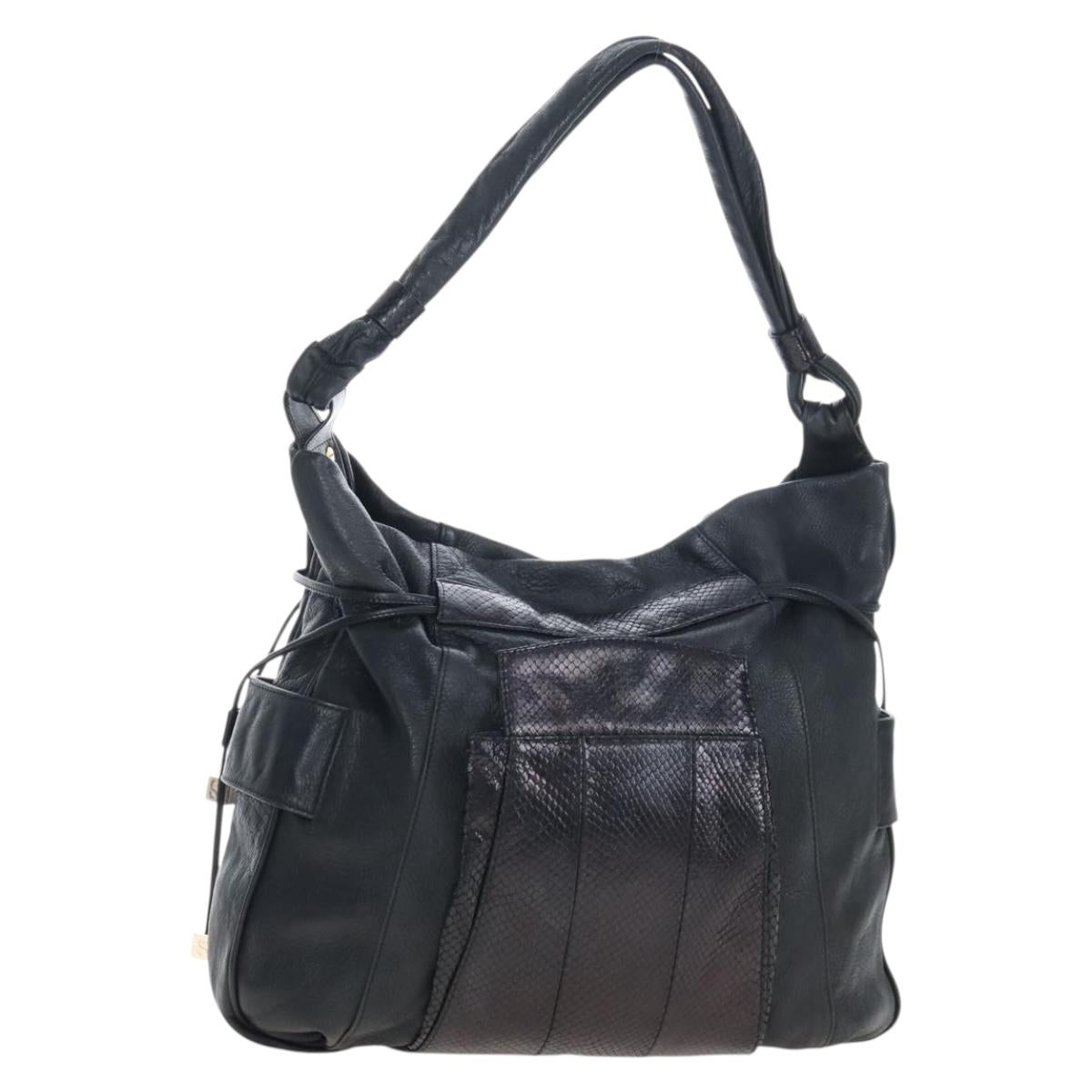 See By Chloe Shoulder Bag Leather Black Gold Auth 208678A