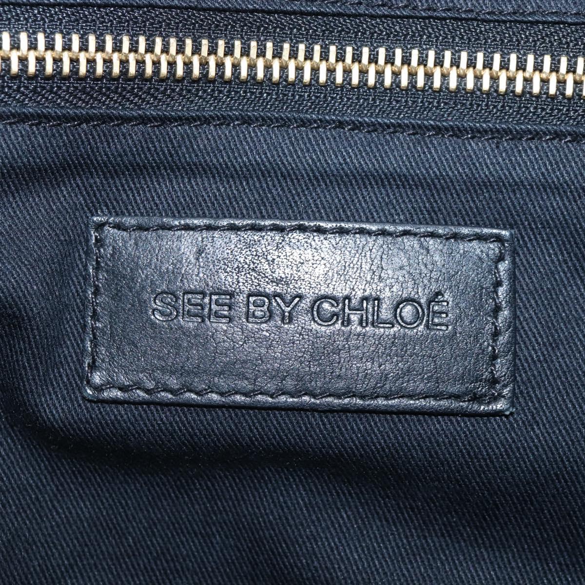 See By Chloe Shoulder Bag Leather Black Gold Auth 208678A