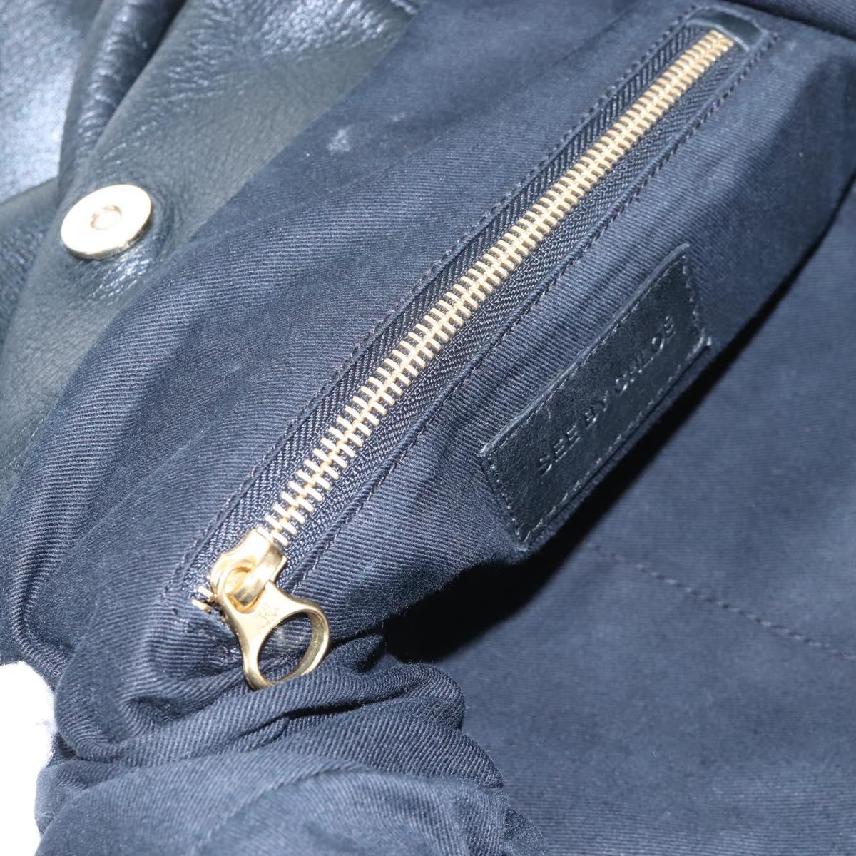 See By Chloe Shoulder Bag Leather Black Gold Auth 208678A