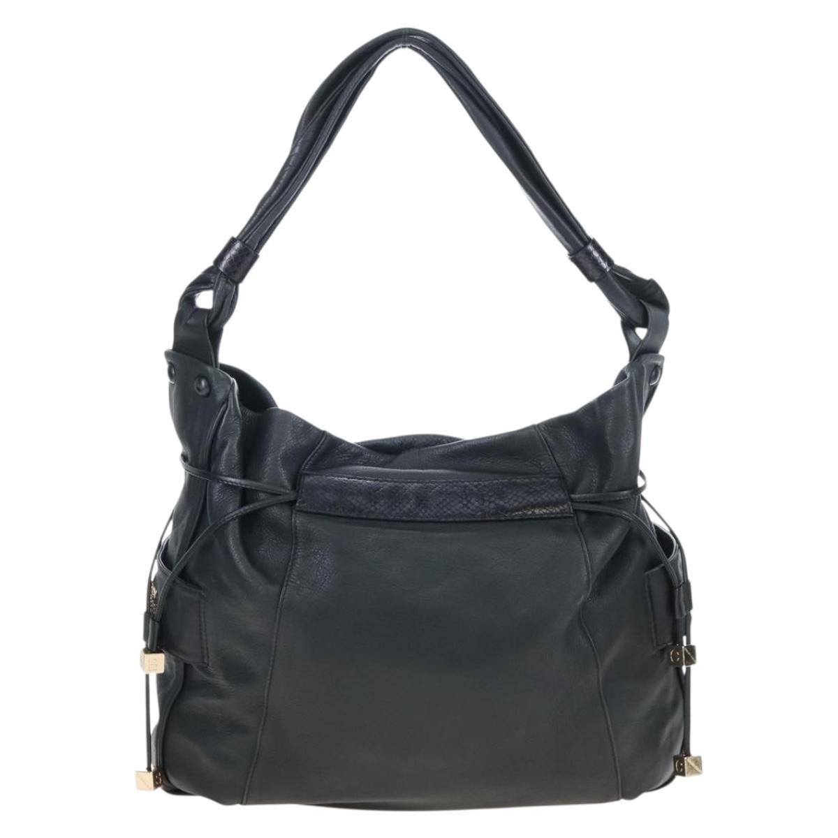 See By Chloe Shoulder Bag Leather Black Gold Auth 208678A