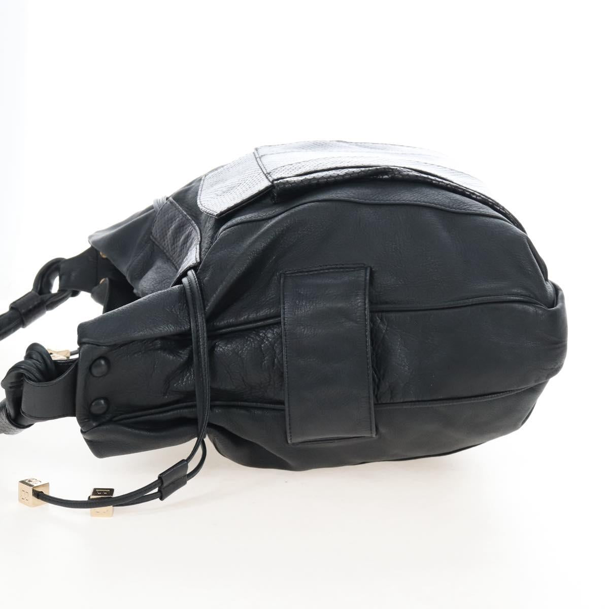See By Chloe Shoulder Bag Leather Black Gold Auth 208678A