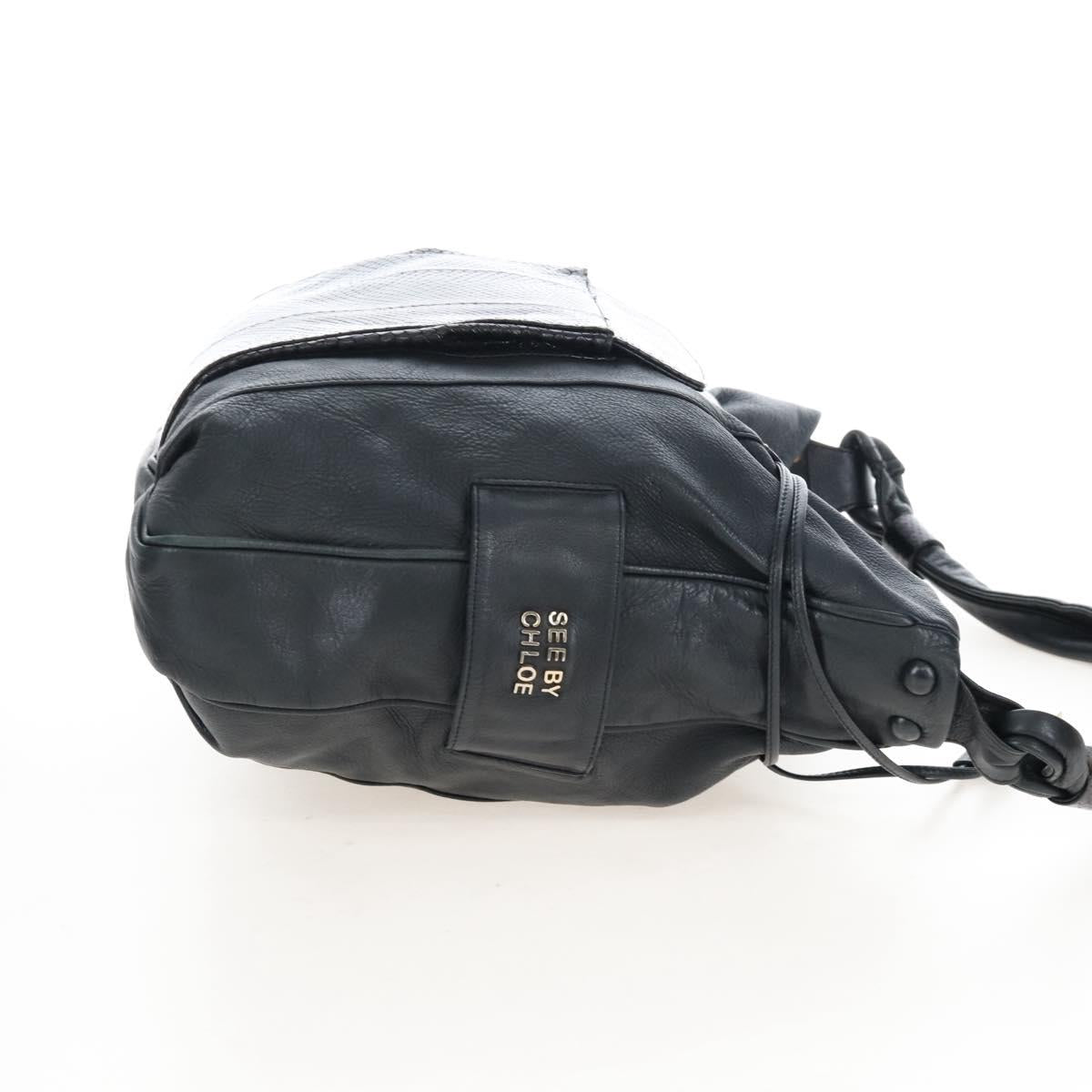 See By Chloe Shoulder Bag Leather Black Gold Auth 208678A